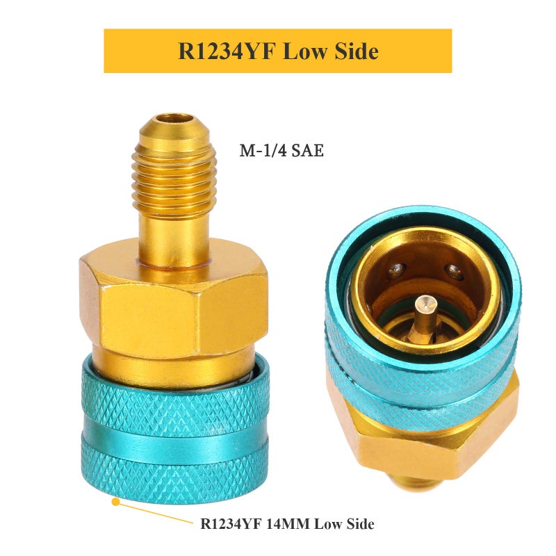 Mtsooning R1234YF to R134A Adapter, Low Side Quick Coupler Conversion Kitï¼Œ R12 to R134A AC Charging Hose Adapter Fitting Connector Refrigerant Can Adapter Valve for R1234YF/R12 to R134A Car Air-Conditioning - Image 2